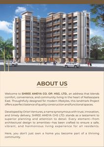 Image of 560 Sq.ft 1 BHK Apartment / Flat for sale in Orion Shree Ameya CHSL, Nalasopara East, Nala Sopara for Rs. 4150000