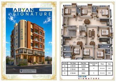 Image of 1200 Sq.ft 3 BHK Apartment / Flat for sale in Aryan Signature, Mukundapur, Kolkata for Rs. 6700000