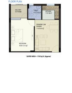 Image of 1455 Sq.ft 2 BHK Apartment / Flat for sale in SBP North Valley, Sector 127, Mohali for Rs. 8000000