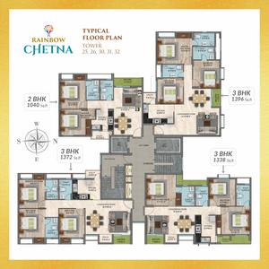 Image of 1335 Sq.ft 3 BHK Apartment / Flat for sale in Rainbow Chetna, Perambur, Chennai for Rs. 12300000
