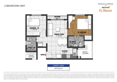 Image of 1382 Sq.ft 3 BHK Apartment / Flat for sale in Brigade Emerald And Luminaire Block At Brigade El Dorado, Gummanahalli, Bengaluru for Rs. 13500000