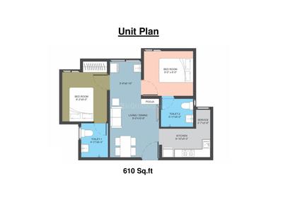 Image of 595 Sq.ft 2 BHK Apartment / Flat for sale in Arun Manjari, Mevalurkuppam, Chennai for Rs. 2500000