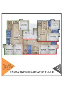 Image of 1202 Sq.ft 3 BHK Apartment / Flat for sale in Gamma Twins II by Gamma Homes Private Limited, Madurdaha, Kolkata for Rs. 8200000