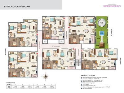 Image of 1750 Sq.ft 3 BHK Apartment / Flat for sale in Vinayakas Serene Meadows, Narsingi, Hyderabad for Rs. 12600000