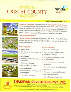 Image of 2250 Sq.ft Residential Plot / Land for sale in Bhashyam Cristal County II, Nandigaon, Sangareddy for Rs. 6250000