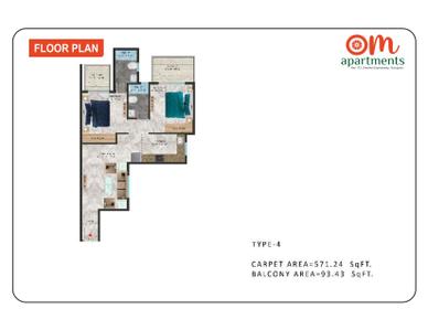 Image of 571 Sq.ft 2 BHK Apartment / Flat for sale in Pareena Om Apartments, Sector 112, Gurgaon for Rs. 8000000