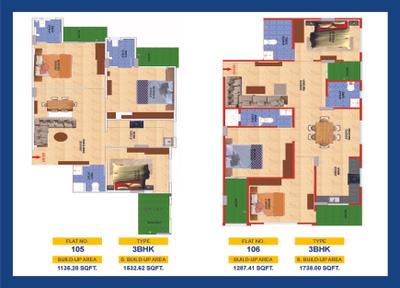 Image of 1250 Sq.ft 3 BHK Apartment / Flat for sale in My Sunrise Heights, Heerawala, Jaipur for Rs. 6511111