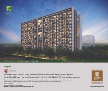 Image of 947 Sq.ft 2 BHK Apartment / Flat for sale in Sheth Splendour Greens, Kondhwa, Pune for Rs. 6100000