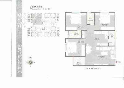 Image of 1050 Sq.ft 3 BHK Apartment / Flat for sale in Ambica Kishan Glory, Bill, Vadodara for Rs. 5000000