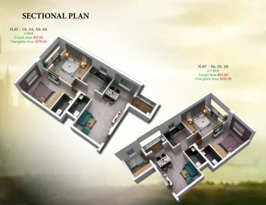 Image of 1206 Sq.ft 2.5 BHK Apartment / Flat for sale in Trinity Ashoka, Kalinga Nagar, Bhubaneswar for Rs. 7600000