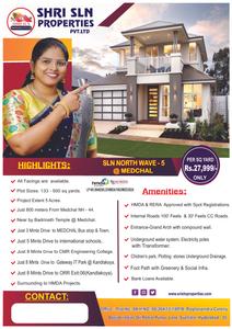 Image of 135 Sq.ft Residential Plot / Land for sale in Sri SLN North Wave 5, Medchal, Secunderabad for Rs. 4050000