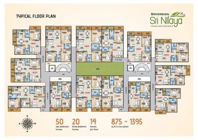 Image of 1050 Sq.ft 2 BHK Apartment / Flat for sale in Sovereign Srinilaya, Sompura, Bengaluru for Rs. 6300000