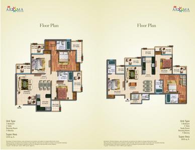 Image of 1325 Sq.ft 3 BHK Apartment / Flat for sale in JM Aroma, Sector 75, Noida for Rs. 17000000