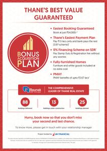 Image of 600 Sq.ft 1 BHK Apartment / Flat for sale in Raunak Bonus City, Kasarvadavali, Thane for Rs. 6900000