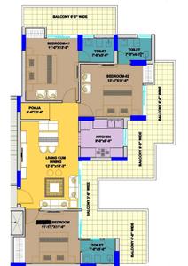 Image of 1650 Sq.ft 3 BHK Apartment / Flat for sale in Gill Regal Heights, Sector 91, Mohali for Rs. 15000000