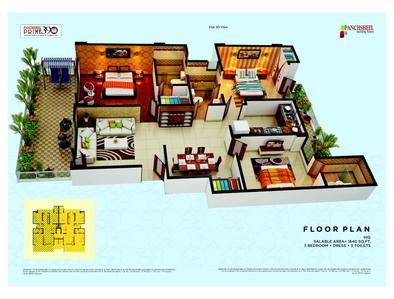 Image of 1640 Sq.ft 3 BHK Apartment / Flat for sale in Panchsheel Prime 390 Phase 2, Shastri Nagar, Ghaziabad for Rs. 12000000