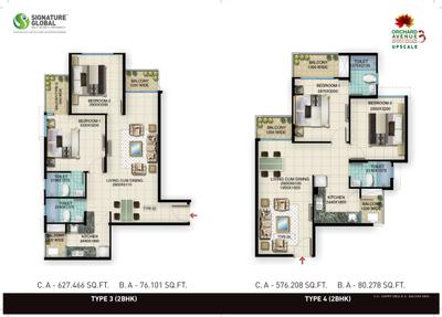 Image of 560 Sq.ft 2 BHK Apartment / Flat for sale in Signature Global Orchard Avenue 3, Sector 93, Gurgaon for Rs. 6000000