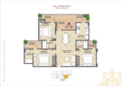 Image of 1645 Sq.ft 3 BHK Apartment / Flat for sale in Aradhyam Spa City Phase 1, Dasna, Ghaziabad for Rs. 14500000