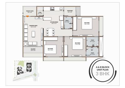 Image of 1674 Sq.ft 3 BHK Apartment / Flat for sale in Param Paarijat Skyz, Sargasan, Gandhinagar for Rs. 7500000