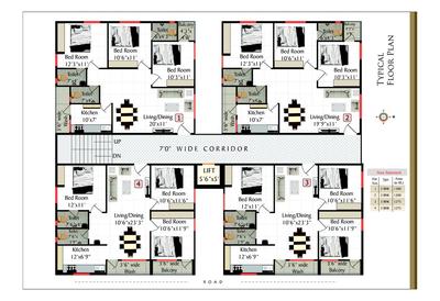 Image of 1275 Sq.ft 3 BHK Apartment / Flat for sale in Rathi Sri Tirumala Almond, Nawab Saheb Kunta, Hyderabad for Rs. 7000000