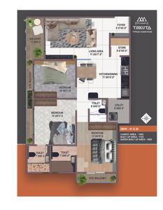 Image of 1600 Sq.ft 3 BHK Apartment / Flat for sale in Shreem Trikuta, Manjalpur, Vadodara for Rs. 6000000