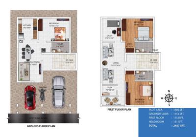 Image of 2457 Sq.ft 3.5 BHK Villa for sale in Kokila Dream Home, Padhansahi, Bhubaneswar for Rs. 12500000
