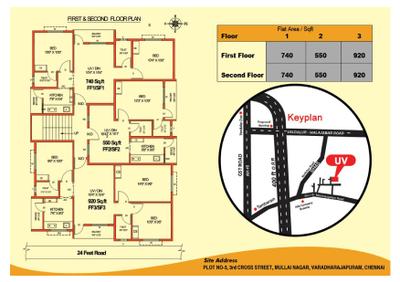 Image of 1440 Sq.ft Residential Plot / Land for sale in UV Apartments Mullai Nagar, Mudichur, Chennai for Rs. 7560000