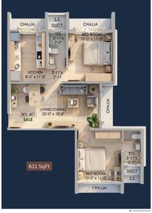 Image of 675 Sq.ft 2 BHK Apartment / Flat for sale in The Green Alfa CHS, Borivali West, Mumbai for Rs. 19400000