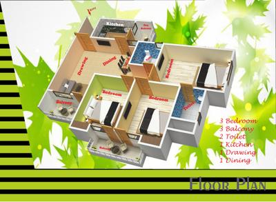 Image of 1561 Sq.ft 3.5 BHK Apartment / Flat for sale in SLNB Sarvayoni City, Khagaul, Patna for Rs. 9500000
