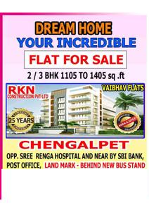 Image of 1105 Sq.ft 2 BHK Apartment / Flat for sale in RKN Vaibhav Flats, Chengalpattu, Chennai for Rs. 8177000
